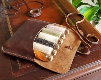 Purse,Possibles Pouch Bushcraft Survival Leather and Wood Belt Handmade