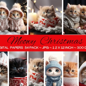 Micro Teacup Kitten/High Quality Digital Image/Instant Download/Digital Printable/Christmas Kitten Clipart/Tumblr Mug/Pillow T-Shirt/54Pack