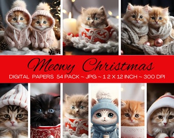 Micro tasse de thé chaton/image numérique de haute qualité/téléchargement instantané/imprimable numérique/Chaton de Noël Clipart/tasse Tumblr/t-shirt d'oreiller/paquet de 54