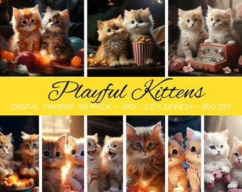 Chatons espiègles mignons/image numérique de haute qualité/impression numérique/couverture de livre en toile tasse Tumblr/T-shirt oreiller/usage commercial/paquet de 36 cliparts