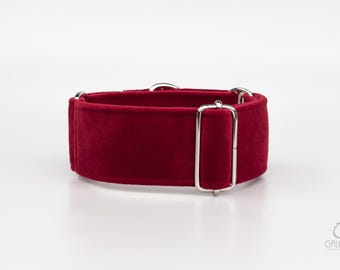 Martingale dog collar for sighthounds, made from soft velvet fabric with a solid color design –  FLAMENCO.