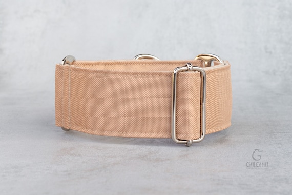 Martingale dog collar for sighthounds, made from water-repellent fabric with a solid color design – SEPIA.