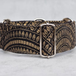 Martingale dog collar for sighthounds, made from delicate fabric with a geometric design – MALAIKA.