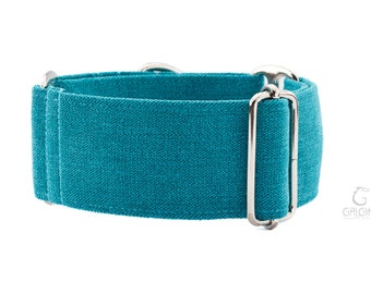 Martingale dog collar, Very soft blue velvet fabric sighthound collar, 1.5" or 2" wide, multiple sizes or custom made, Galgina ARCTIC