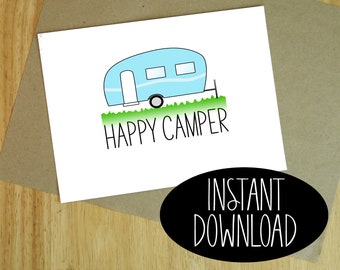 Happy Camper Printable Happy Camper Print Camping Print - Etsy
