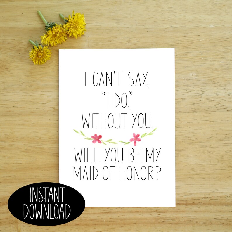 Maid of Honor Card Printable - Etsy