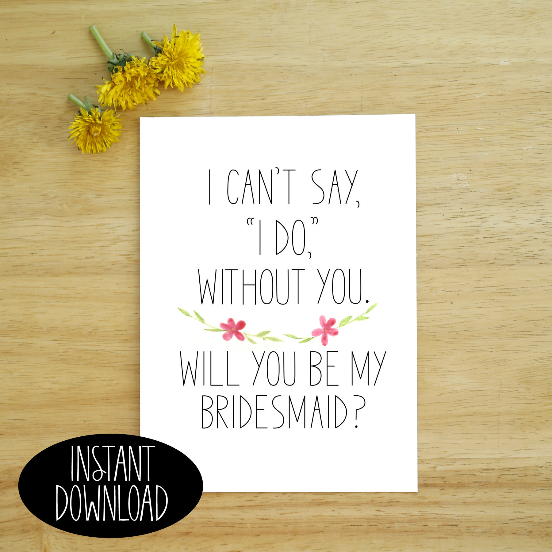 Bridesmaid Card Printable - Etsy