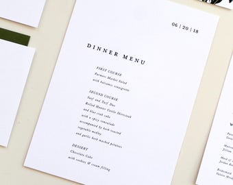 custom wedding menu card diy printable pdf or handmade etsy