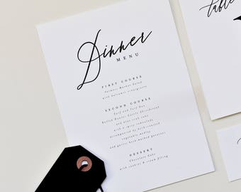 traditional wedding menu card simple wedding menu etsy