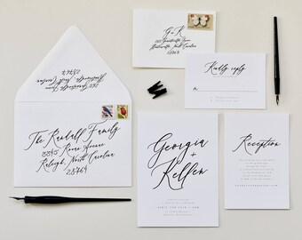 calligraphy wedding invitation etsy