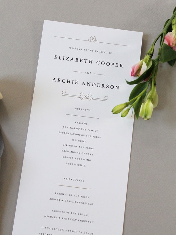 Modern Wedding Program Art Deco Wedding Program Wedding Etsy