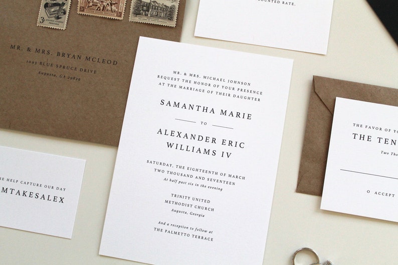 Simple Wedding Invitations Modern Wedding Invitation Design Etsy