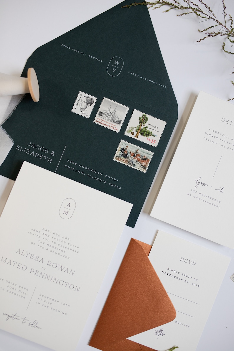 Modern Wedding Invitations Simple Wedding Invitations Etsy