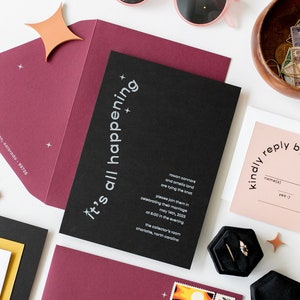 Unique Colorful Wedding Invitation | Rowan Suite |  Colorful Wedding Invitations, Black Wedding Invitation, Colorful Customizable Invite