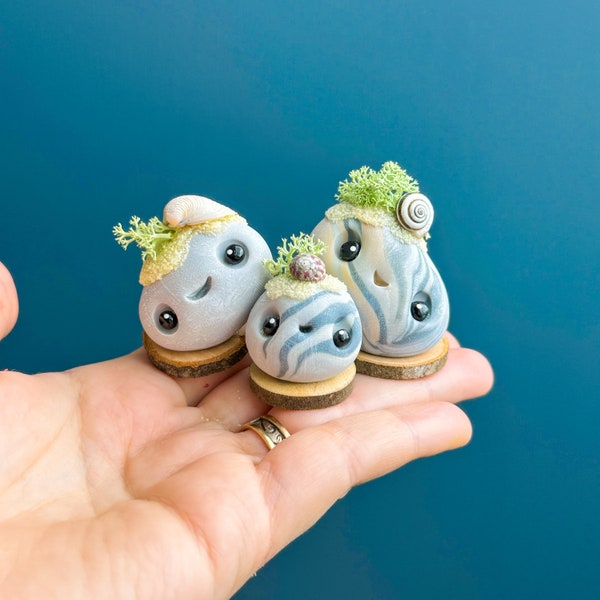 CAILLOUX à adopter / Plage / Modèle au choix / petits rochers vivants unique handmade miniature figurine joybringer féérique magique cute 2