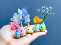Figurine P'tite Pousse OF YOUR CHOICE (fimo) MULTICOLOR Spring stabilized flower mini magical creature nature spirit lucky charm handmade product logo
