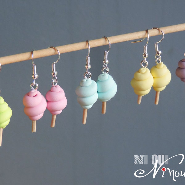 Boucles d'oreilles barbapapa couleur au choix (fimo) pastel personnalisé kawaii