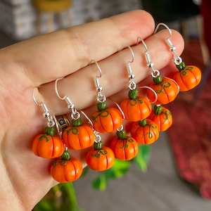 Boucles D'oreilles Avon Halloween – Citrouille Pendantes Argent Et émail – Neuf Sans Boîte