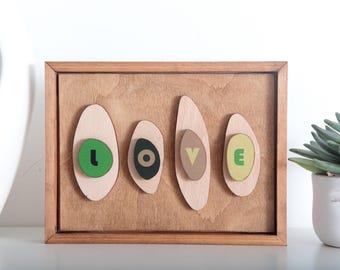 Small Original Framed Abstract 3D Wall Art Panel 'Love' by R. Baldwin