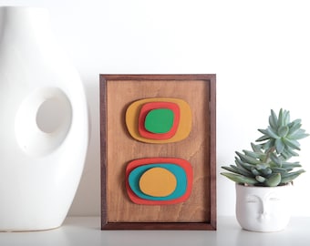 Framed Abstract 3D Wall Art: 'Colourful Pebbles' Relief Panel