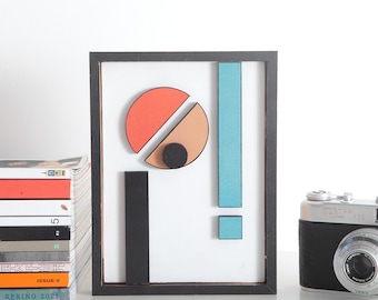 Small Original Framed Abstract 3D Wall Art Panel 'Exclamation' by R. Baldwin