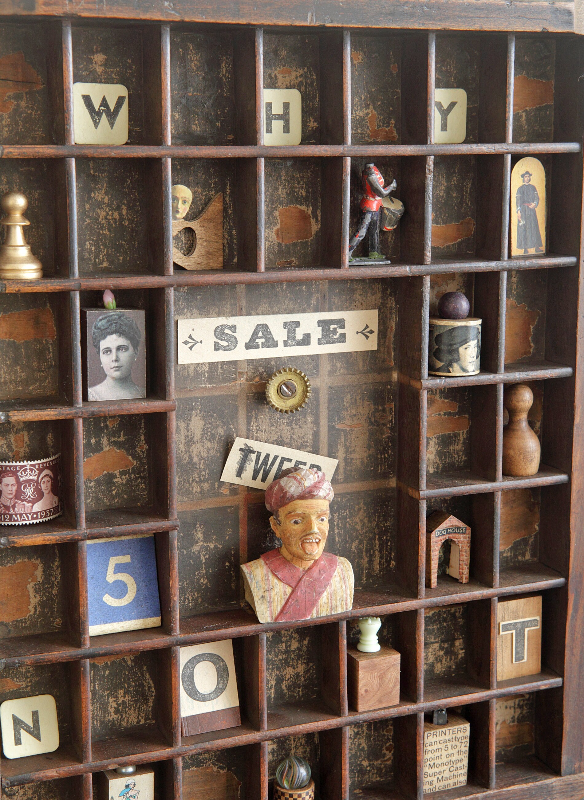 Lovely Quirky Printer Type Case Assemblage Wall Art Cabinet Of Etsy