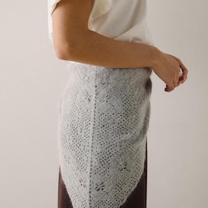 Knit Triangle Scarf, Angora Head Scarf, Soft Winter Kerchief, Cozy Neck Wrap, Fall Style Accessory image 5