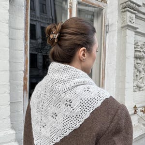 Knit Triangle Scarf, Angora Head Scarf, Soft Winter Kerchief, Cozy Neck Wrap, Fall Style Accessory Gray