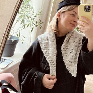 Knit Triangle Scarf, Angora Head Scarf, Soft Winter Kerchief, Cozy Neck Wrap, Fall Style Accessory image 12