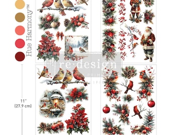 Feathered Noel – Middy Plus Transfers – 3 sheets + 1 bonus sheet, 8.5″x11″ –ReDesign With Prima Furniture Upcycling DIY Decor Craft Floral