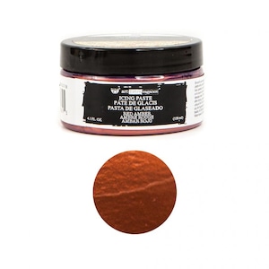 May include: A jar of red amber icing paste with a black lid and a label that reads "ICING PASTE" in multiple languages. The jar contains 4.1 fl oz (120 ml) of product. A close-up shows the paste's textured, reddish-brown color.