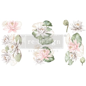 Water Lilies Rub On Transfer - ReDesign With Prima - Furniture Upcycling - DIY Decor - Flipping Fabulous Salina