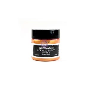 May include: A jar of Art Alchemy acrylic paint in the color "Ginger Magic." The paint is a shimmering, metallic orange-gold. The label reads "SPARKS" and "1.7 fl oz."