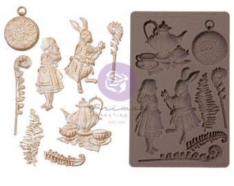 Lost In Wonderland Collection Mould – Following Alice – 1 pc, 5″x8″x8mm - FREE SHIPPING ELIGIBLE