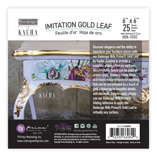 Kacha Imitation Gold Leaf - Gilding - Redesign with Prima - Gilded - Gold Foil - Flipping Fabulous Salina