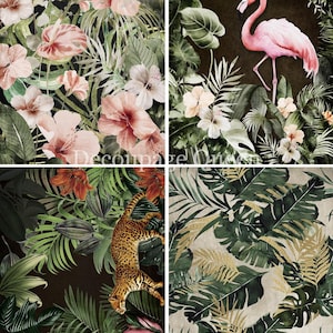 Decoupage Queen A4 Rice Paper - Tropical Four Pack - Furniture Upcycling - Decor - Decoupage Crafts - Mixed Media - Card Making - Furniture