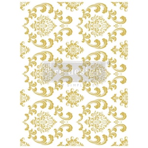 Gold Foil Kacha – House of Damask Rub On Transfer - ReDesign With Prima - Furniture Upcycling - DIY Decor - Flipping Fabulous Salina