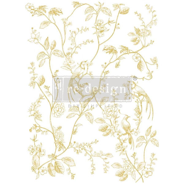 Decor Transfers Gold Foil Kacha – A Bird Song – total sheet size 18″x24″, cut into 2 sheets - Free , Same Day Shipping