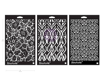 Ensemble de pochoirs en édition limitée - Carrelage victorien - 3 pièces 6 x 9 po - Pochoirs réutilisables - Pochoirs pour meubles - Finnabair - Prima