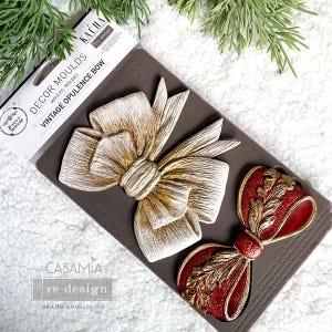 Kacha – Vintage Opulence Bow – 1 pc, 5″x10″x8mm - Silicone Mold - Redesign with Prima - Resin, Epoxy, Wax, Clay, Baking, Crafting - Holiday
