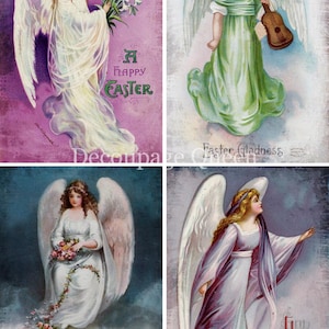 Decoupage Queen A4 Rice Paper - Blessed Angel Four Pack - Furniture Upcycling - Decor - Decoupage Crafts - Mixed Media - Card Making