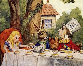 Alice in Wonderland - A1 Decoupage Paper (23.4 x 33.1"), Three Yellow Goats - Furniture Upcycling - Free Shipping Eligible