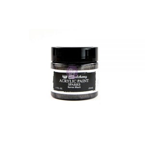 May include: A small jar of black acrylic paint with a silver sparkle finish. The jar is labeled "Art Alchemy Acrylic Paint Sparks Raven Black 1.7 fl. oz. (50 ml)"