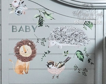 Hello Baby Rub On Transfer - ReDesign With Prima - Furniture Upcycling - DIY Decor - Flipping Fabulous Salina