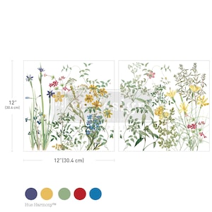 May include: A floral decal featuring a variety of flowers and greenery in shades of blue, yellow, green, pink, and red. The decal is 12 inches by 12 inches (30.4 cm by 30.4 cm).