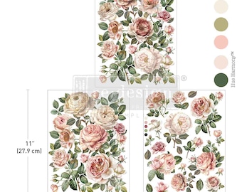 Blush Blossoms – 3 sheets, 8.5″x11″ MIDDY Rub On Transfer Kacha - ReDesign With Prima - Furniture Upcycling - DIY Decor Craft Floral