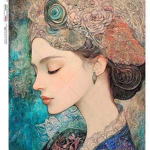 Paper Designs Textured Woman in Profile Rice Paper - Furniture Upcycling - Decor - Decoupage Crafts - Flipping Fabulous