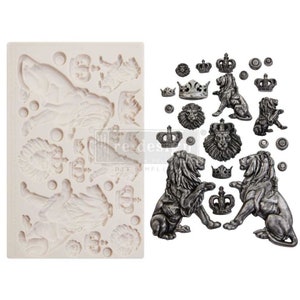 Silicone Mould - Regal Lions – Finnabair - ReDesign With Prima - Mixed Media Art - Flipping Fabulous Salina - Free Shipping Eligible