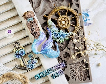 A Mermaid’s Tale Collection Mould – 1 pc, 5″x8″x8mm - Silicone Mold - Redesign with Prima - Resin, Epoxy, Wax, Clay, Baking