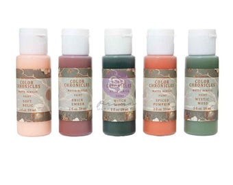 Made of Magic Collection Acrylic Paint Set – 5 colors x 2 fl oz each - Prima - Mixed Media Art - 3 Girls Tale Halloween acrylics